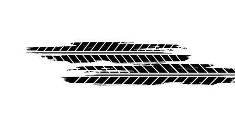 Tire trace track. Abstract wheels braking distances, tread silhouettes brushes.