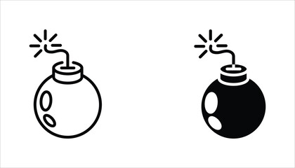 Bomb icon set. Bomb line and glyph icon. Vector illustration on white background.