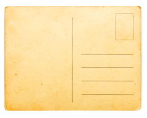 Vintage blank postcard reverse side with antique paper texture on a transparent background