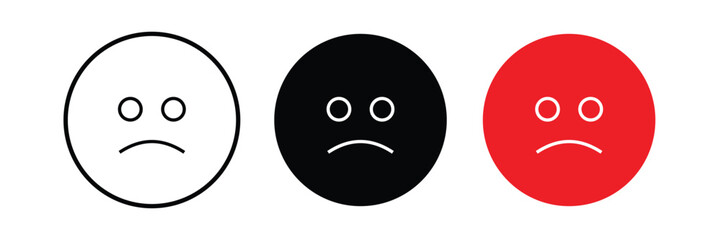 Sad face icon set vector isolated on white background. emotion, feedback, negative icon set vector