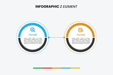 Modern 2-step infographic template with circular design. Perfect for presenting comparative concepts, choices, or two key ideas. Easy to edit vector.