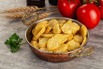 Crunchy croutons heap - roasted bread