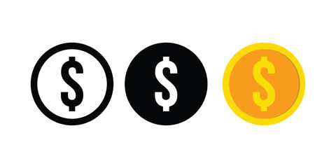 Dollar icon set vector. money, finance, currency, dollar symbol vector