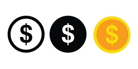 Dollar icon set vector. money, finance, currency, dollar symbol vector
