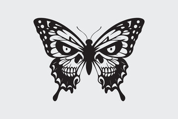 skull butterfly illustration vector