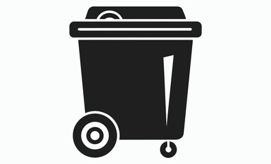 Wheelie bin icon, trash container silhouette, waste disposal vector