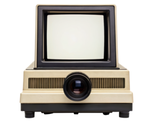 Vintage slide viewer projector with blank screen on a transparent background
