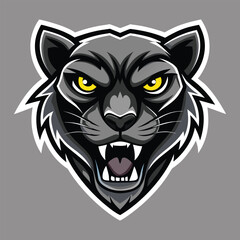 Fierce Panther Head Logo with Bold Details and Yellow Eyes