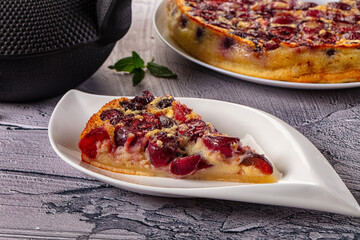 Crusty pie with fresh cherry