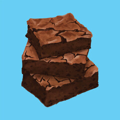Digital Painted Dessert Illustration – Chocolate Brownie