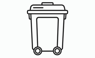 Wheelie bin icon, trash container silhouette, waste disposal vector
