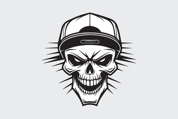 skull face baseball cap illustration vector