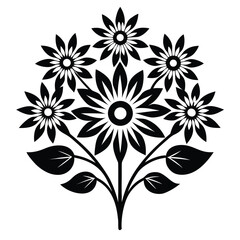 chamomile black symbol floral design pattern vector illustration