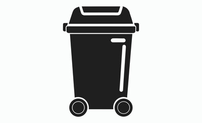 Wheelie bin icon, trash container silhouette, waste disposal vector