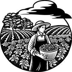 farmer with a basket of apples
