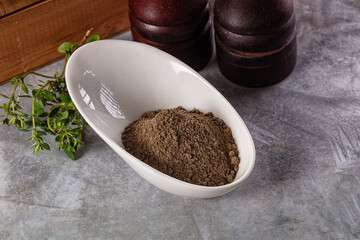 Ground dry black pepper powder