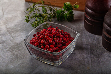 Dry pink pepper corn spice