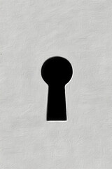 Keyhole in a concrete wall, door lock close-up