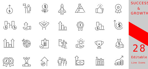 Minimal Line Icons for Success & Growth | Business, Finance, Achievement Pack