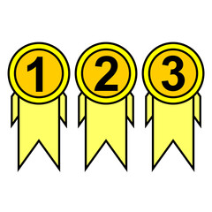 vector illustration of first, second, and third place winner pin icons