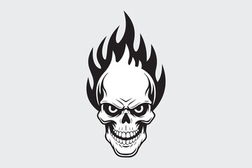 flaming skull illustration vector