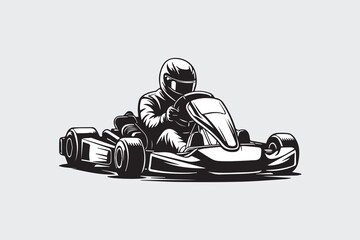 go kart racing illustration vector