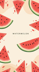 Watermelon slice pattern background for summer party invitations and designs