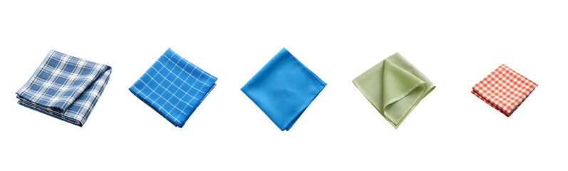 Colorful Collection of Folded Cloth Napkins and Handkerchiefs

