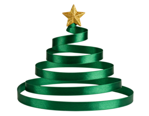 Christmas Tree Made from Green Ribbon in Spiral Shape Transparent PNG (2)