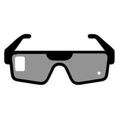 Vector Illustration of gray glasses with black frame and temple arms view