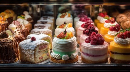 Artisan Delights Display: A tantalizing display of meticulously crafted artisan pastries, each one a mini-masterpiece of flavors and textures, showcasing the art of baking and culinary creativity.