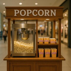  Vintage Popcorn Cart in Shopping Mall