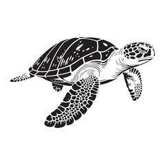 Fototapeta premium sea turtle silhouette vector isolated on white background