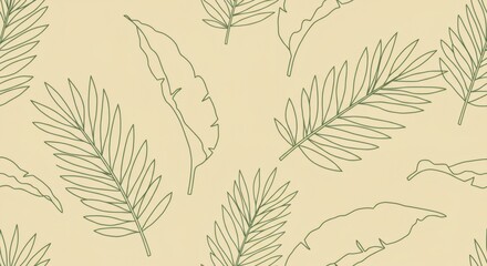 Fototapeta premium Artistic outline of a nature leaf background in a repeating pattern. The image evokes a sense of tranquility