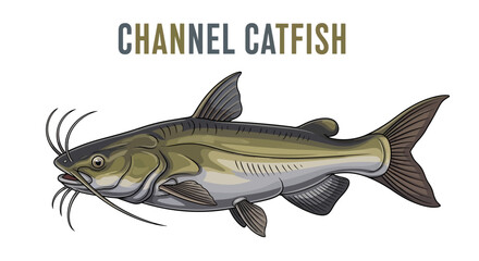 Fototapeta premium Channel Catfish Isolated Illustration.