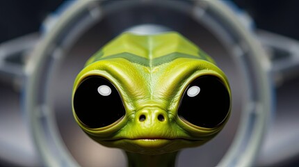 UFO Landing with Green Alien – Science Fiction Contact with Unknown Life Forms and Outer Space Creatures – Generative AI