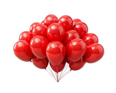 Red balloons on transparent background.
