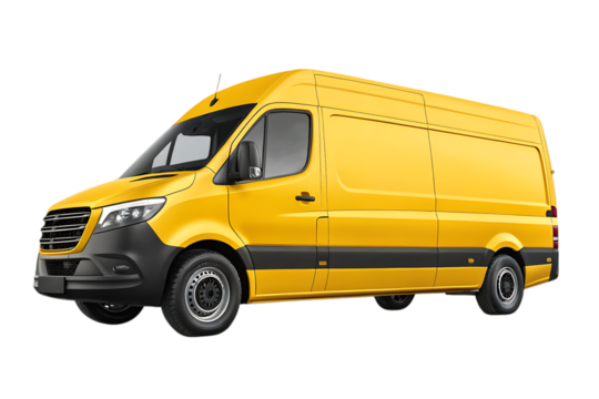 Bright yellow cargo van ready for deliveries and logistics, modern commercial vehicle design