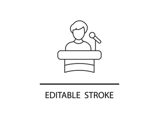 Engaging speaker delivering a powerful presentation at a modern conference for business, leadership and success in a professional setting.