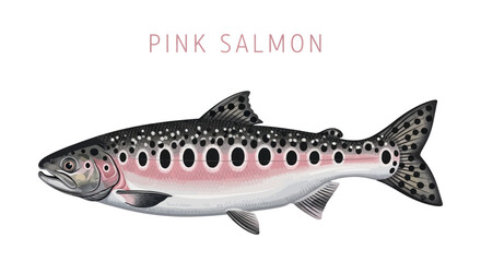 Naklejka premium Pink Salmon fish illustration isolated.