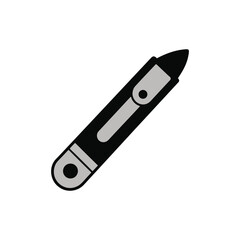 Black and grey utility knife isolated on white background