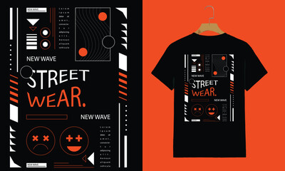 New Wave Streetwear T-Shirt – Modern Abstract Graphic Urban Style Tee

