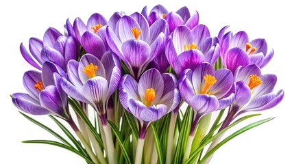 Obraz premium Close up of a bouquet of elegant purple and white crocus flowers