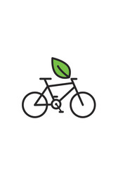 Naklejka premium Simple line art illustration of a bicycle with a green leaf, suggesting eco-friendly transportation.