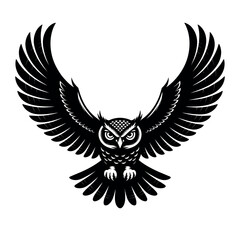 Obraz premium Flying eagle vector silhouette illustration with spread wings, a symbol of freedom