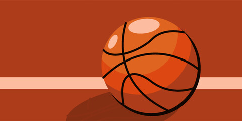 Vector illustration of a basketball on fire, with a dynamic dark background, a flaming basketball, energy around