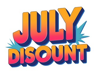 Colorful graphic design of the words "July Discount".