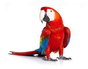Fototapeta premium Colorful Scarlet Macaw Parrot Isolated on White Background