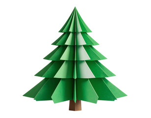 Paper Cut Style Christmas Tree with Layered Snow Accents Transparent PNG