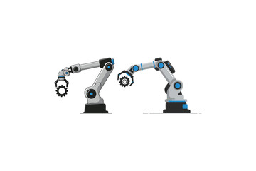 Industrial Robotic Arm Vector Illustration Set